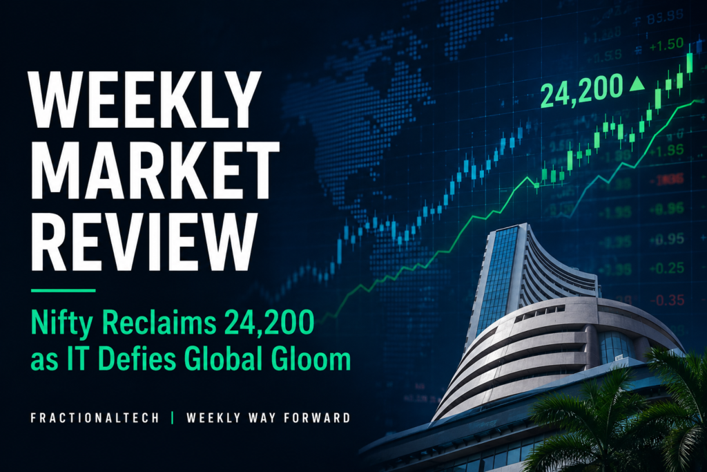Nifty 50 weekly wrap up chart showing technical levels global macro cues and IT sector recovery FractionalTech