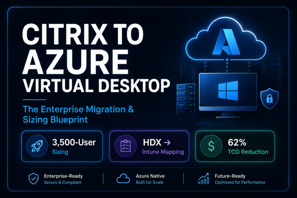 Architectural diagram showing a hybrid Azure Virtual Desktop environment connected via ExpressRoute with session hosts across availability zones.