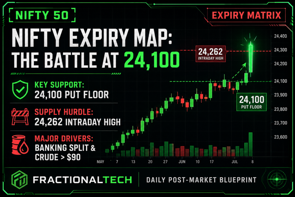 A technical stock market analysis chart displaying price action, support walls, and resistance lines on a dark grid backdrop