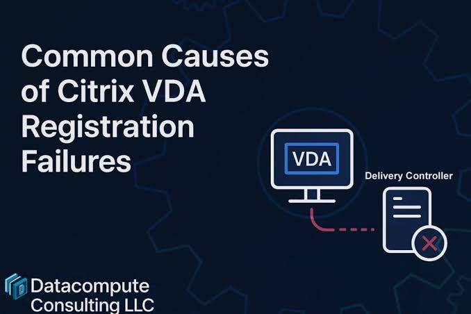 Citrix VDI troubleshooting diagram showing unregistered VDA connection failure with delivery controller FractionalTech