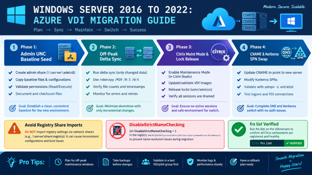 Citrix profile migration Server 2016 to 2022 Azure architecture diagram